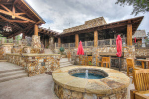 Photo of outdoor eating area of Pine Canyon country club in Flagstaff, AZ.