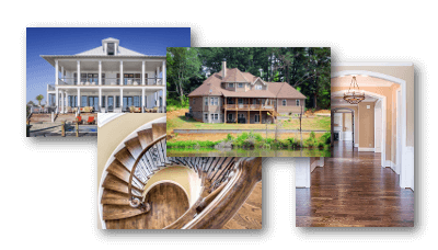 Photo collage of luxury homes.